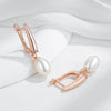 Unique Geometric Pearl Drop Earrings for Women Rose Gold Silver Color Mix Boho Ethnic Wedding Jewelry - Image 5