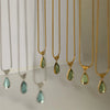 Water Droplet Blue Ocean Necklace Niche French Style Collarbone Chain Snake Bone Titanium Steel Plated with Gold - Image 4