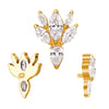 Titanium Pierc Ear Studs Marquise and Round CZ Alternate Cluster Threaded Ear Cartilage Earrings Piercing Jewelry - Image 2
