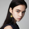 Bohemian Sun Earrings for Women, Vintage Gold Pendant with Green Stone, Gothic Cold Wind Ear Hook Jewelry - Image 3