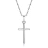 Christian Jesus Cross Necklaces Silver Color Long Chain Simple Pendants For Women Men Jewelry Gifts - Image 4