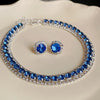 Green Rhinestone Necklace Stud Earrings For Women Crystal Choker Necklaces Ladies Weddings Banquet Jewelry Set K - Image 18