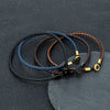 Gold Color Stainless Steel Button Braided Leather Bracelet For Men Women Couple Jewelry Gifts - Image 3