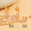 2Pcs Gold Flower Enamel Jewelry Set for Women Adjustable Cuff Bangle Ring Elegant Summer Beach Vacation Gift - Image 3
