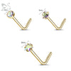 ZS 3-4Pcs/lot Gold Color Stainless Steel Nose Stud Set Heart Star Round Crystal Nose Piercing L Shape Nostril Piercing 18g/20g - Image 19