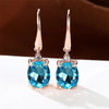 Female Crystal Green Oval Stone Zircon Earring Rose Gold Color Long Dangle Wedding Jewelry For Women - Image 7