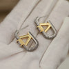 Full Crystal Letter V Stud Earrings for Women Jewelry Zirconia Earrings Party Accessories - Image 5