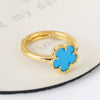 9-Color Minimalist Shell Stone Plant Flower Ring With Adjustable Opening For Women's Temperament Clover - Image 10