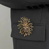 KunJoe Exaggerated Metal Snowflake Brooch Women Charm Gold Color Geometry Line Personality Suit Pins Clothing Accessory Jewelry - Image 2