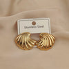 Charming heavy metal fan-shaped spiral gold-plated women's earrings, and stainless steel, wife gift - Image 6