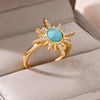 Blue Colorful Zircon Rings For Women Stainless Steel Gold Plated Flower Butterfly Ring Party Shiny Jewelry - Image 9