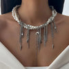 Multilayer Imitation Pearl Choker Necklace with Heart and Star Pendants - Image 1