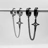 Four-Point Star Non-Piercing Clip Earrings in Black or Silver - Image 3