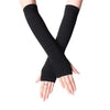 Striped Fingerless Gloves Arm Warmers Cotton Elbow Protection Warm Bracelet Gloves for Cold Weather Daily Casual Outdoor Wear - Image 7