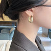 Chunky Oval Hoop Earrings in Gold-Tone or Silver-Tone - Image 2