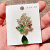 Green Yellow Leaves Flower Bouquet Wheat Ear Brooch for Women Creative Rhinestone Pin Suit Clothing Jewelry Accessories - Image 3