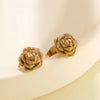 Women's Rose Ear Studs Simple Design Plated with Gold Stainless Steel Earrings for Women - Image 6