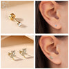 ZS 2pcs/lot Flower Shaped Stud Earrings 316L Stainless Steel Ear Studs Crystal Pearl Cartilage Earring Heart Ear Piercings 20G - Image 2