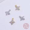 Silver 9.5m 7.6mm Cubic Zirconia Flower Charms Pendant for Jewelry Necklace Making - Image 1