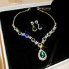 Shiny Crystal Necklace Earrings Women's Big Water Droplet Rhinestone Necklaces Wedding Evening Dress Jewelry Set - Image 1