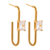 Charm Shiny Cubic Zirconia Stainless Steel Gold Plated Charm Drop Earrings for Women Simple Geometric Jewelry - Image 9