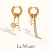 Design Asymmetric Diamonds Stainless Steel Earrings Woman Pearl Charm Gold Hoops Earrings Jewelry Party Accessories - Image 1