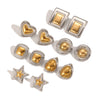 Design Gold Silver Mixed Color Titanium Steel Geometric Stud Earrings Set Women's Classic Charm Earr - Image 3