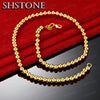 Gold 18 Inch 6mm Beads Chain Necklaces For Woman Mens Party Birthday Wedding Engagement Charm Jewelry - Image 3