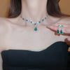 Shiny Crystal Necklace Earrings Women's Big Water Droplet Rhinestone Necklaces Wedding Evening Dress Jewelry Set - Image 2
