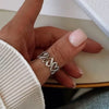 Vintage Personality Geometric Shape Simple Love Heart Rings for Women Unique Design Adjustable Open Mouth Rings Jewelry Gifts - Image 1