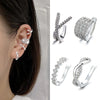 A Girl 4Pcs/set Creative Silver Color Zirconia Clip on Earrings for Women Geometric Ear Cuff Without Piercing Girl Jewelry - Image 1