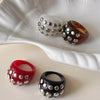 Vintage Rivet Acrylic Chunky Irregular Wide Ring for Women Unique Design Ellipse Shape Ring Set Daily Party Jewelry Gift - Image 5
