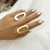 Exaggerated Big Hollow Out Geometric Oval Rings for Women Creative Adjustable Finger Matte Rings Statement Jewelry Girls - Image 1