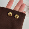 Hiphop Punk Metal Twist Knit Knot Ball Stud Earring for Women Gold Color Female Twine Ear Jewelry Christmas Gift - Image 5