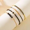 Handmade Black Glass Stone Bracelet Set For Women Bohemian Multilayer Stacked Rice Beaded Link Chain Bangle Jewelry - Image 4