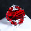 Female Silver Jewelry Ring Have Stamp Big Red CZ Stone Wedding Rings for Women Party - Image 2