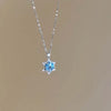 Blue Zircon Snowflake Pendant Necklace for Women Silver Color Rhinestone Choker Necklace Y2K Jewelry - Image 9