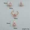 Green/Pink Stone Women Gold Rose Color Round Cubic Zircon Pendant Earrings Rings+Necklace Chain - Image 3