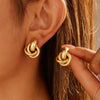 Stainless Steel Chunky Knot Earrings for Women Vintage Simple Multi-layer Circle Round Drop Earrings Punk Jewelry Gifts - Image 1