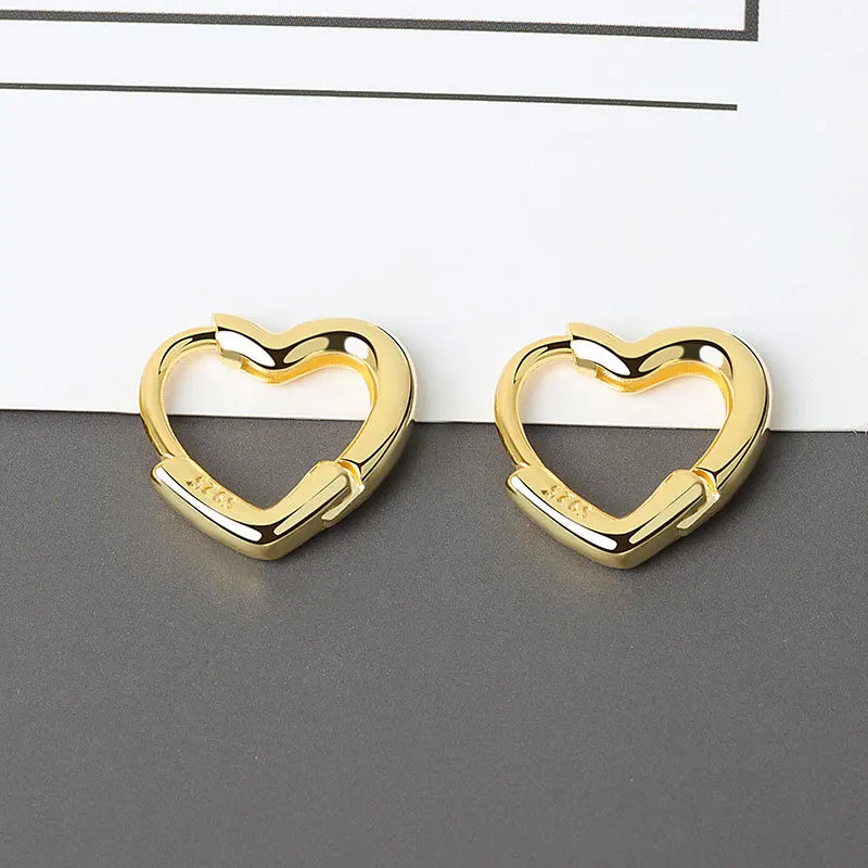 Open Heart Hoop Earrings in Gold Tone or Silver Tone - Image 1