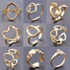 Abstract Hollow Irregular Open Adjustable Stainless Steel Rings Gothic Irregular Geometric Hammered Heart Lover Jewelry Rings - Image 2