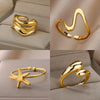 Stainless Steel Rings for Women Open Gold Color Ring Wedding Couple Band Jewelry Gifts Items - Image 1