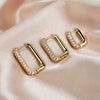Minimalist Geometric Square Crystal CZ Big Huggies Hoop Earrings for Women Gold Color Metal Wedding Jewelry Gift - Image 1