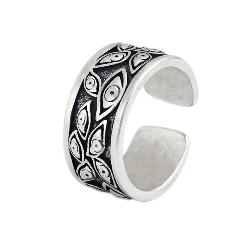 Retro Devils Eyes Ring For Men Silver Color Punk Gothic Adjustable Cuff Ring Rock HipHop Handmade Jewelry Accessories Man Gift - Image 1
