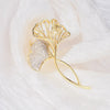 Korean Version Girl Brooch Style Temperament Light Double Ginkgo Leaf Brooch Suit Suit Buckle Accessories Corsage - Image 3