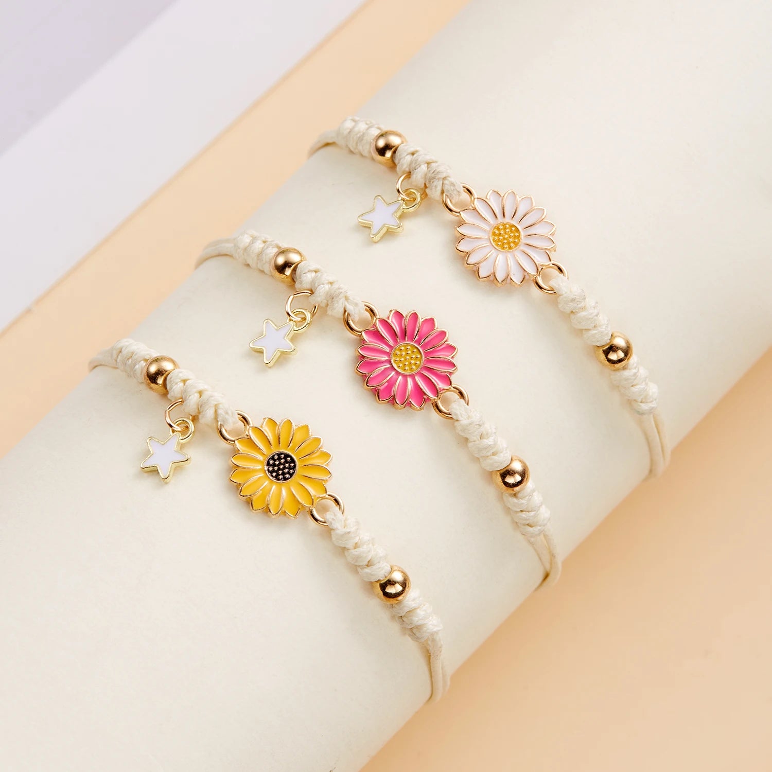 Simple Sunflower Bracelets for Women Handmade Braided Colorful Daisy Adjustable Bangle Friendship Good Luck Jewelry Gift - Image 1