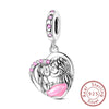 Silver Charm Bead Mother's Day Love Heart Family Charm Bead Pendant Fits Bracelet Womens Jewelry Gifts - Image 43