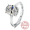 Silver Ring Inlaid Crystal Zircon Women's Ring, Adjustable Open Ring Wedding Party Gift Jewelry - Image 3