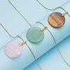 1pc natrual crystal stone gemstone agate Stainless steel adjustable circular pendant necklace for women and men - Image 2