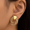 Gold Plated Woven Knot Earrings Vintage Statement Hoop Earrings for Women Party Jewelry - Image 1